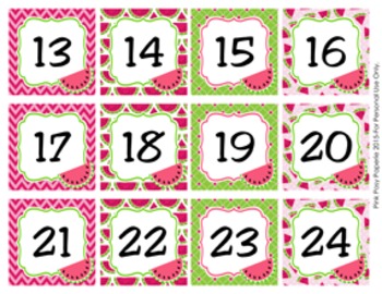 Watermelon Classroom Decor Monthly Calendar Numbers by Pink Posy Paperie