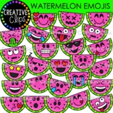 Watermelon Emoji Clipart  {Fruit Clipart}