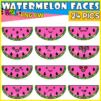 Watermelon Faces Clipart Set 2 By My New Learning Tpt