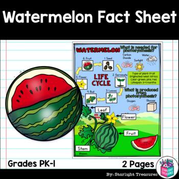 Preview of Watermelon Fact Sheet for Early Readers - Plant Study