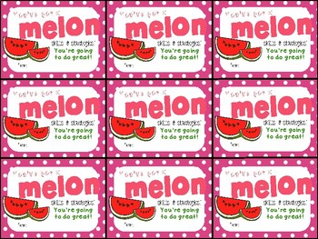 Preview of Watermelon Gummy Testing Motivation Gift Tags- You've got a melon skills & strat