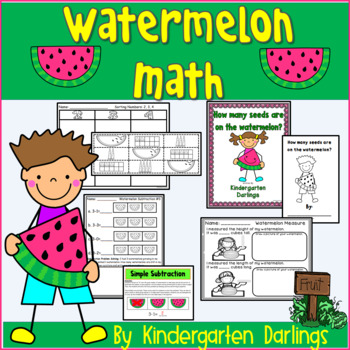Preview of Watermelon Math Center Printable Activities & Emergent Readers 