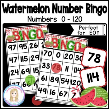 Watermelon Number Bingo 0 - 120 l Number Recognition 0 to 120 | TPT