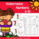 Watermelon Number Matching Center 0-10 Number Sense Kindergarten