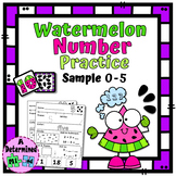 Watermelon Number Practice Flashcards (0-5) & No Prep Work