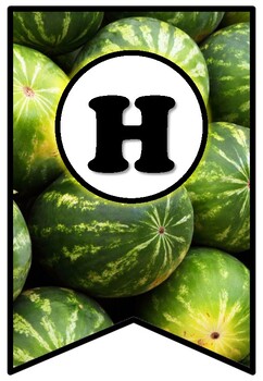 Preview of Watermelon, Pennant Banner Bulletin Board Letters, Fruit, Summer Decor