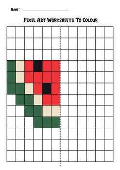 Watermelon Pixel Art Symmetrical Image Reflection Educational Game for ...