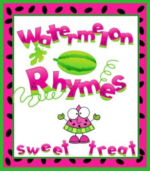 Preview of Watermelon Rhymes SMARTBOARD Plus Printable Rhyming Words Card Set