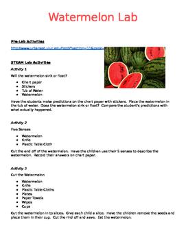 Preview of Watermelon STEAM/STEM Lab
