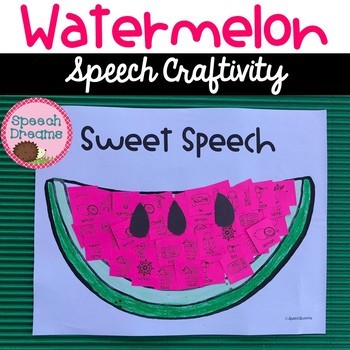 Preview of Watermelon Speech Therapy Summer Activity | Articulation Language Goals Craft