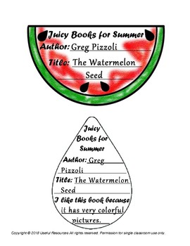 Preview of Watermelon Summer Book Report