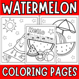 Watermelon Summer Coloring Pages -Summer Coloring Sheet /E