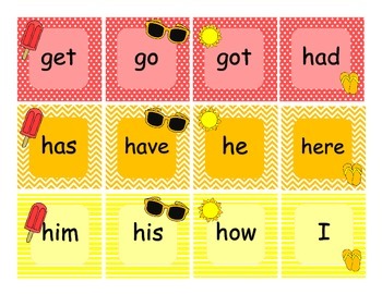 printable summer sight words for kindergarteners