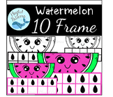 Watermelon Themed 10 Frame:  Math Clip Art