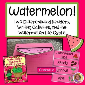 Preview of Watermelon! Two Readers, Writing, Watermelon Life Cycle Digital w/Audio