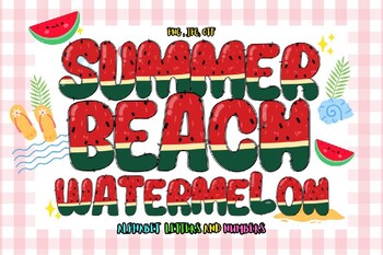 Preview of Watermelon summer font, summer alphabet Png, beach letters, Summer Alphabet