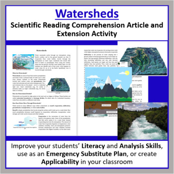 Preview of Watersheds Reading Comprehension Article - Grade 8 and Up