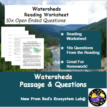 Preview of Watersheds Reading Worksheet **Editable**