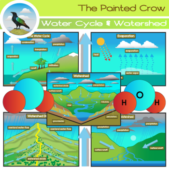 Preview of Watersheds + The Water Cycle Clip Art Set