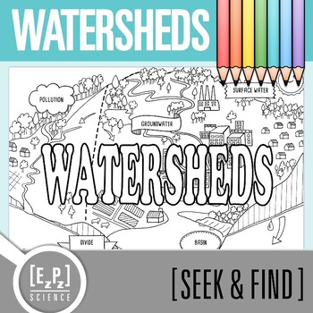 Preview of Watersheds Vocabulary Search Activity | Seek and Find Science Doodle