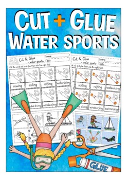 watersports cut glue english vocabulary worksheets sports tpt