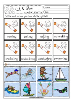 Water Sports in English - Water sport Vocabulary with Pictures 