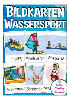 Preview of Watersports - German flash cards Bildkarten zum Thema Sports im / am Wasser