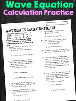 Preview of Wave Equation Calculations Practice Problems