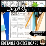 Wave Properties Choice Board Project - Editable & Google Slides™