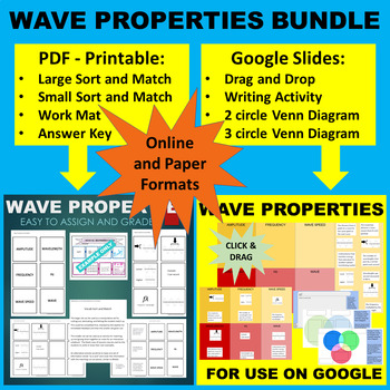 Preview of Wave Properties Sort & Match Activity -Google & Paper Combo Bundle
