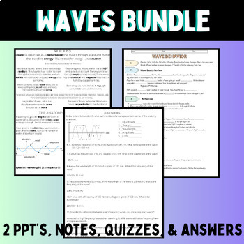 Preview of Wave Properties and Behaviors: PPT, Notes, Quizzes