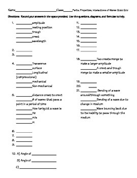 Wave Interactions Worksheets Teaching Resources Tpt