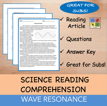 Preview of Wave Resonance - Reading Passage and x 10 Questions (EDITABLE)