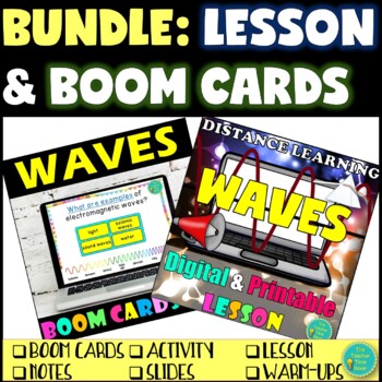 Preview of Wave Types Lesson & Boom Cards Bundle | Physical Science Interactive Notebook