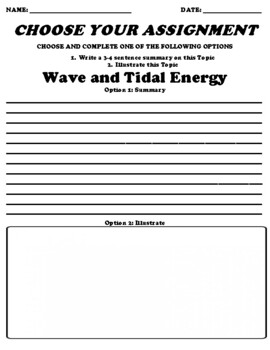 Preview of Wave and Tidal Energy UDL Choice Board Worksheet