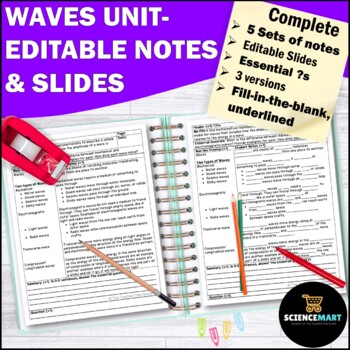 Preview of Waves- Light and Sound PowerPoint, Notes & Exam | Physical Science Notebook