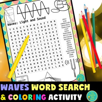 Preview of Waves: Light and Sound Word Search Coloring Activity 