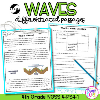 Preview of Waves NGSS 4-PS4-1 - Science Differentiated Passages