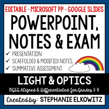 Preview of Light and Optics PowerPoint, Notes & Exam - Google Slides