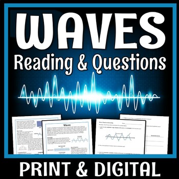 Preview of Waves Reading Passage with Worksheet NGSS MS-PS4-1 MS-PS4-2