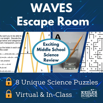 Preview of Waves Science Escape Room - 6th 7th 8th Grade Science Review Activity
