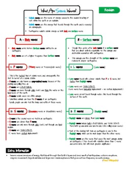 Preview of Waves - Seismic Waves; (Earthquake Waves) – Revision Teachers Note