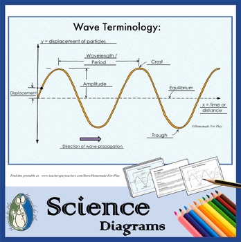 Preview of Waves Study Diagram for Coloring and Labeling, with Summary of Definitions