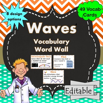 Preview of Waves Word Wall Science Vocabulary