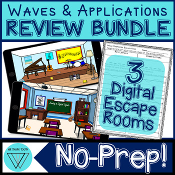 Preview of Waves and Applications Digital Escape Room BUNDLE: MS-PS4 Test Prep Review