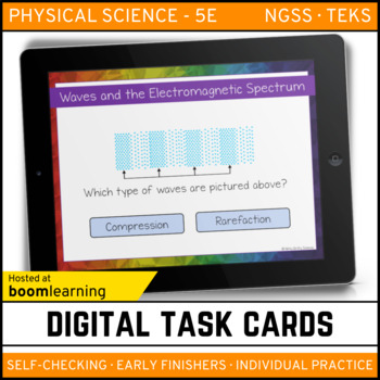 Preview of Waves and Electromagnetic Spectrum Digital Task Cards - Boom Cards