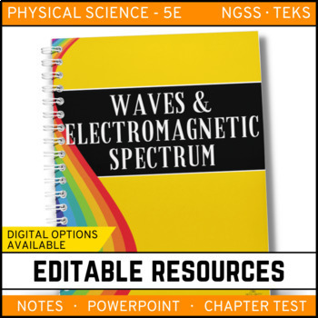 Preview of Waves and Electromagnetic Spectrum Notes, PowerPoint, and Test