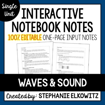 Preview of Waves and Sound Editable Notes