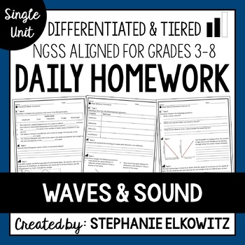 Preview of Waves and Sound Homework | Printable & Digital