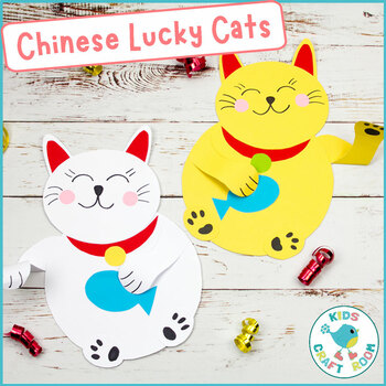 Preview of Waving Chinese Lucky Cats - Chinese New Year Craft - Chinese Craft - Cat Craft